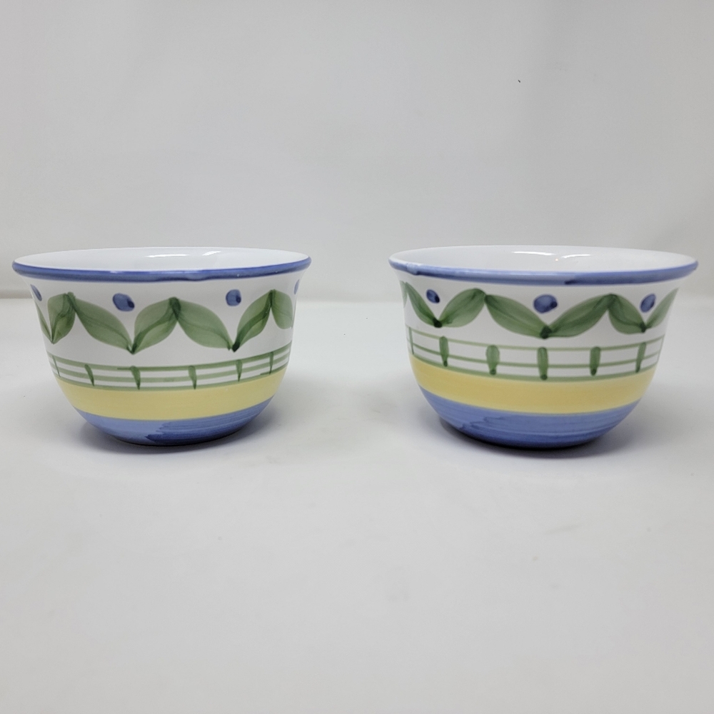 Pair of Williams Sonoma bowls Marisol Italy 4"h x 5.5"w. all purpose cereal soup - Picture 2 of 12